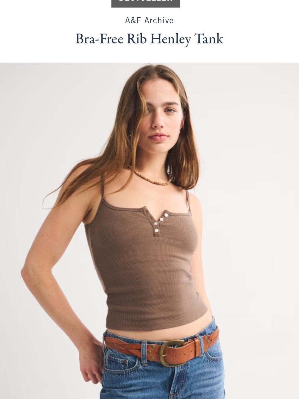 Abercrombie & Fitch Brown Ribbed Henley Tank